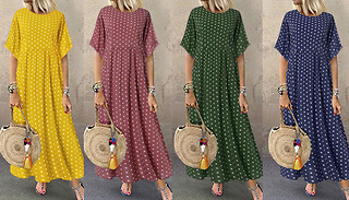 Polka-Dot Maxi Dress - 4 Colours & 4 Sizes