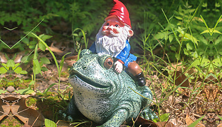 Frog-Riding Gnome Decorative Garden Statue