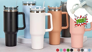 40oz Stainless Steel Tumbler - 3x Free Straw Stoppers!