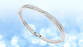 18K White Gold Plated Crossover Bangle - 1 or 2 