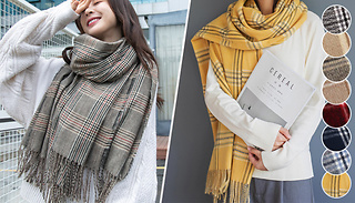 Oversized Checked Wrap Scarf - 8 Colours