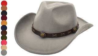 Unisex Wool Tweed Western Cowboy Style Hat - 11 Colours
