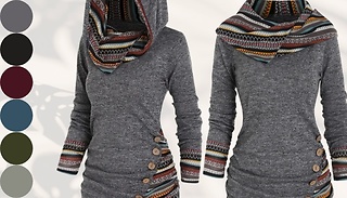 Stripe Splicing Boho-Style Hoodie - 6 Colours, 5 Sizes 