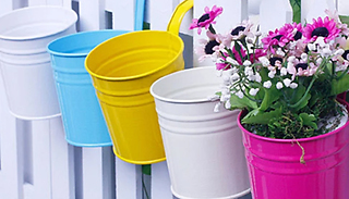 5 or 10-Pack Detachable Hook Bucket Flower Pots - 10 Colours