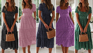 Women's Puff Sleeve Ruffle Maxi Dress - 5 Colours & 5 Sizes
