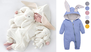 Baby's Bunny Hooded Jumpsuit - 6 Colours & 4 Sizes