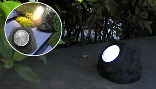 1, 2, or 4x Solar-Powered Faux Stone Outdoor Lamp - 2 Colours
