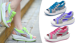 Ladies Open Toe Wedge Trainers - 4 Colours & 6 Sizes