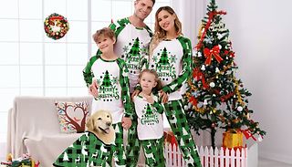 Christmas Green Plaid & Elf Family Matching Pyjamas - 5 Family Members