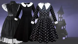 Wednesday Addams Inspired Kids Costume - 3 Styles, 3 Sizes