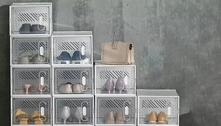 18 Piece Stackable Clear Shoe Box Set with Magnetic Doors