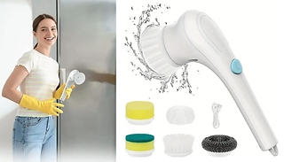 Handheld Electric Cleaning Brush - 5 Replaceable Heads!