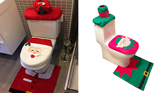 3-Piece Christmas Toilet Cover Set - 4 Designs