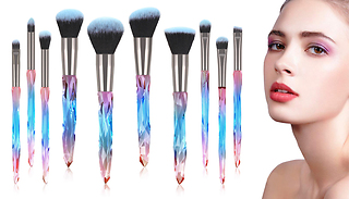 10 Crystal-Style Makeup Brushes Set - 4 Colours