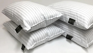 4 x Luxury Hollowfibre Hotel-Quality Stripe Pillows