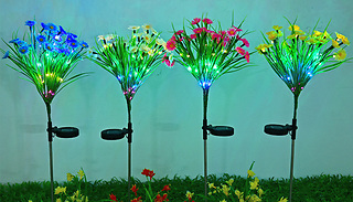 2x Solar-Powered LED Wildflower Garden Lights - 4 Colours