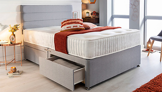 Oscar Grey Linen Divan Bed with Memory Foam Mattress - 4 Drawer Option ...