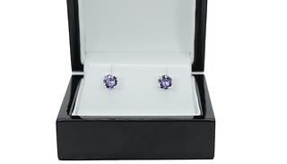Purple Gemstone White Gold Stud Earrings