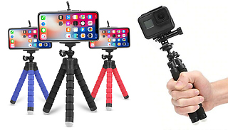 1, 2 or 3 Mini 360-Rotating Flexible Tripod Stands - 3 Colours