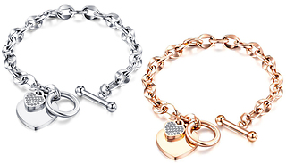 Heart Charm Chain Bracelet Encrusted With Crystals From Swarovski - 2 ...