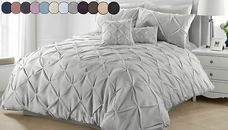 Eliza Pin Tuck Duvet Cover Set with Pillowcases & Optional Fitted Shee ...