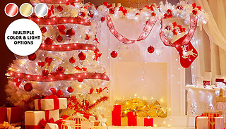 5 or 10M Christmas Ribbon Fairy Lights - 3 Colours