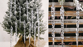 Acrylic Christmas Tree Icicle Ornaments - Set of 12
