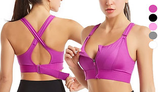 Adjustable Front Zipper Yoga Bra - 6 Colours & 8 Sizes