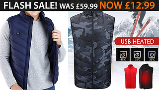 Unisex Thermal Electric USB Heated Gilet - 6 Sizes & 3 Colours