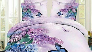 3D Purple Butterfly Duvet Set - 2 Sizes