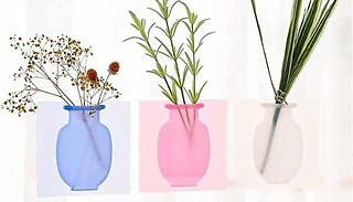 1 or 2 Silicone Stick-On Wall Flower Pots - 3 Colours