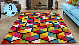 Bold Multicoloured Soft Deep Pile Rug - 9 Designs & 3 Sizes