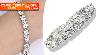 White Gold Chunky Cluster Created Diamond Tennis Bracelet