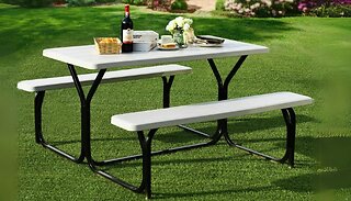 Integrated Outdoor Picnic Table and Bench