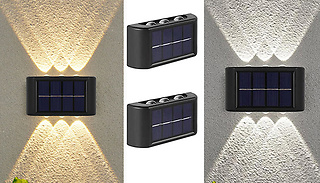 1, 2, or 4 LED Up & Down Solar-Powered Wall Lights - 2 Colours