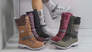 Mid Calf Lace-Up Buckle Boots - 6 Colours & 7 Sizes