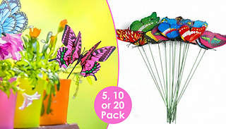 Colourful 3D Butterfly Stakes - 5, 10 and 20-Pack