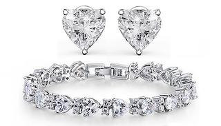 Heart Tennis Crystal Bracelet with FREE Earrings