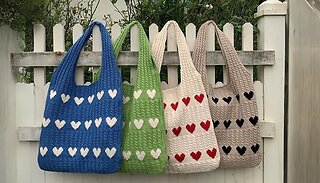 Heart Crochet Tote Bag - 4 Colours