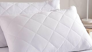 Quilted White Zipped Pillow Protectors - 2-Pack