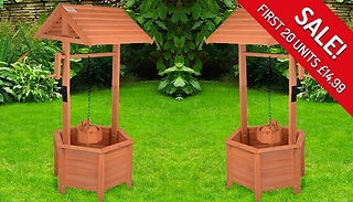 Fir Wood Functional Garden Wishing Well Planter