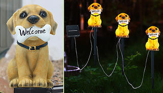 Solar-powered Welcome Puppy Garden Lights - 1 or 3 Lights