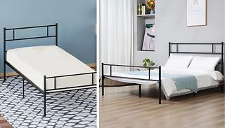 HOMCOM Solid Metal Bed Frame - Single, Double or King!