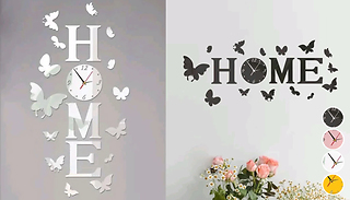 Metallic 'Home' Decorative Wall Clock - 4 Colours