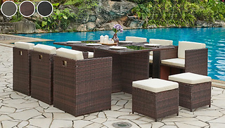 11-Piece Rattan Outdoor Dining Furniture Set - 3 Colours