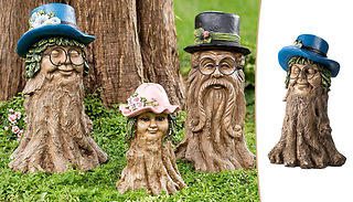 1, 2, or 3 Tree Stump Garden Sculptures - 3 Designs