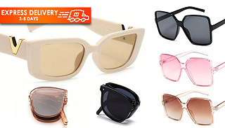 Sunglasses with Pouch, Cleaning Cloth & Necklace - 11 Designs