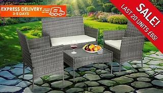 4-Seater Rattan Garden Furniture Set - Black & Grey!
