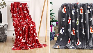 Soft Christmas Themed Throw - 4 Designs & 4 Sizes