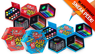 60-Piece Kids' Hexagon Art Tool Set - 2 Colours